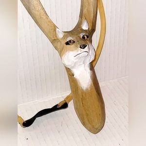 Hand carved wolf sling shot